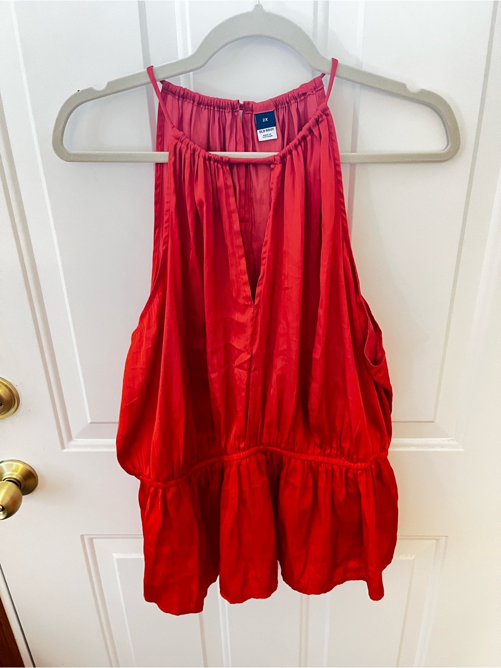 Old Navy Reddish Orange Sleeveless V-Neck Peasant Tank Top-Size 2X
